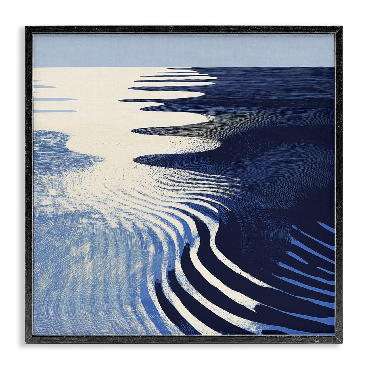 Stupell Industries Abstract Cobalt Ripples Framed Giclee, design by Walker Noble